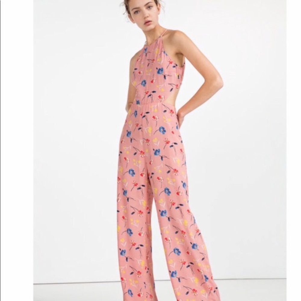 Beautiful Zara pink floral jumpsuit